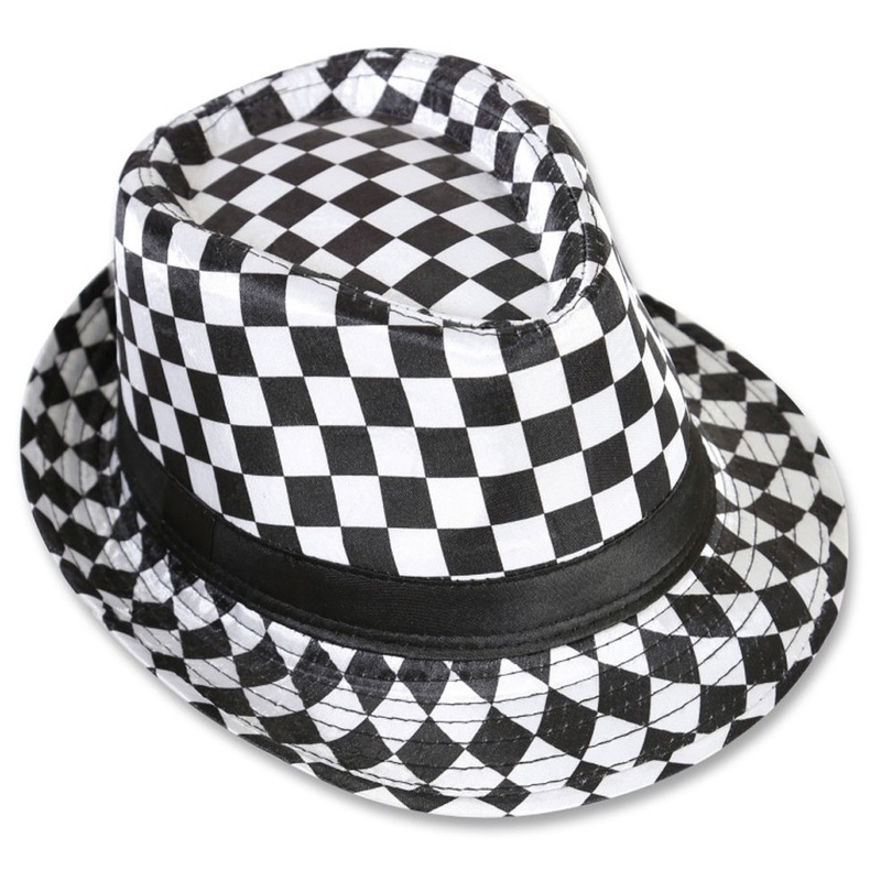 Checkered fedora hat