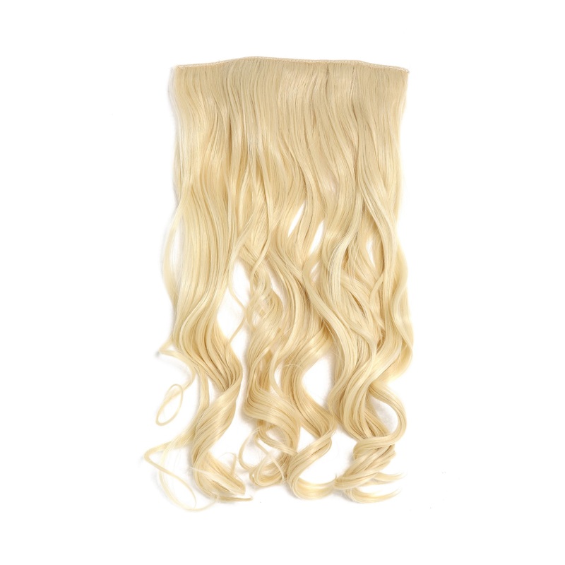 Hairpiece Halfwig 5 Clip Extension wide long curled curls bright blonde YZF-3180