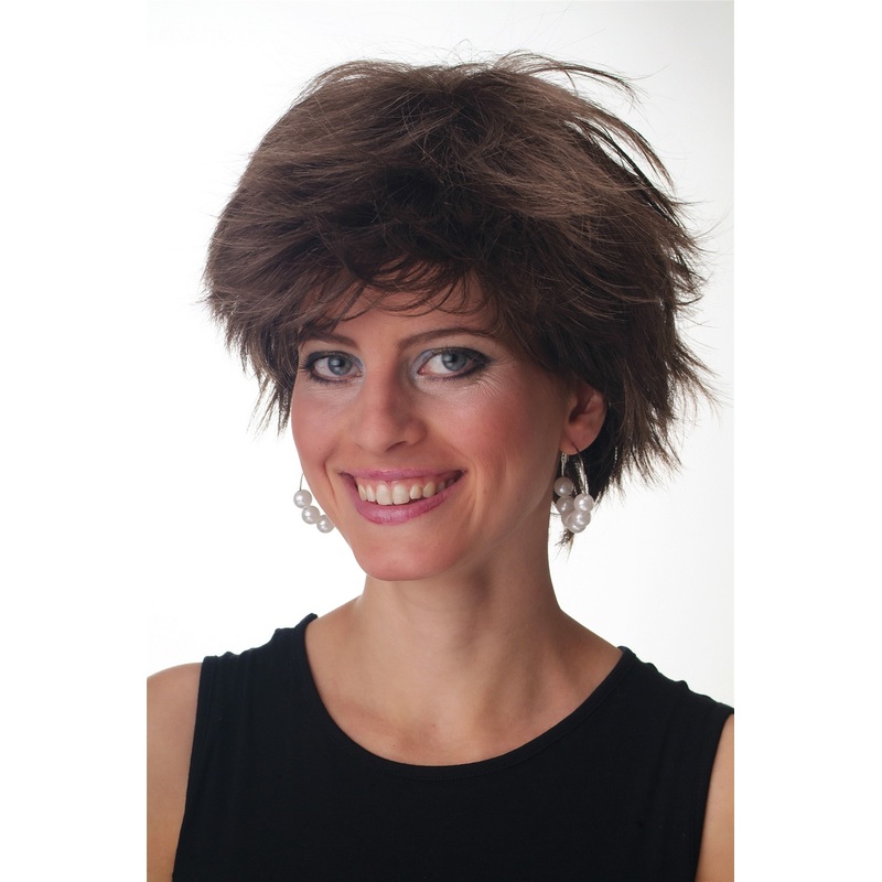 Lady Man unisex wig short wild teased spikey volume brown GFW1843
