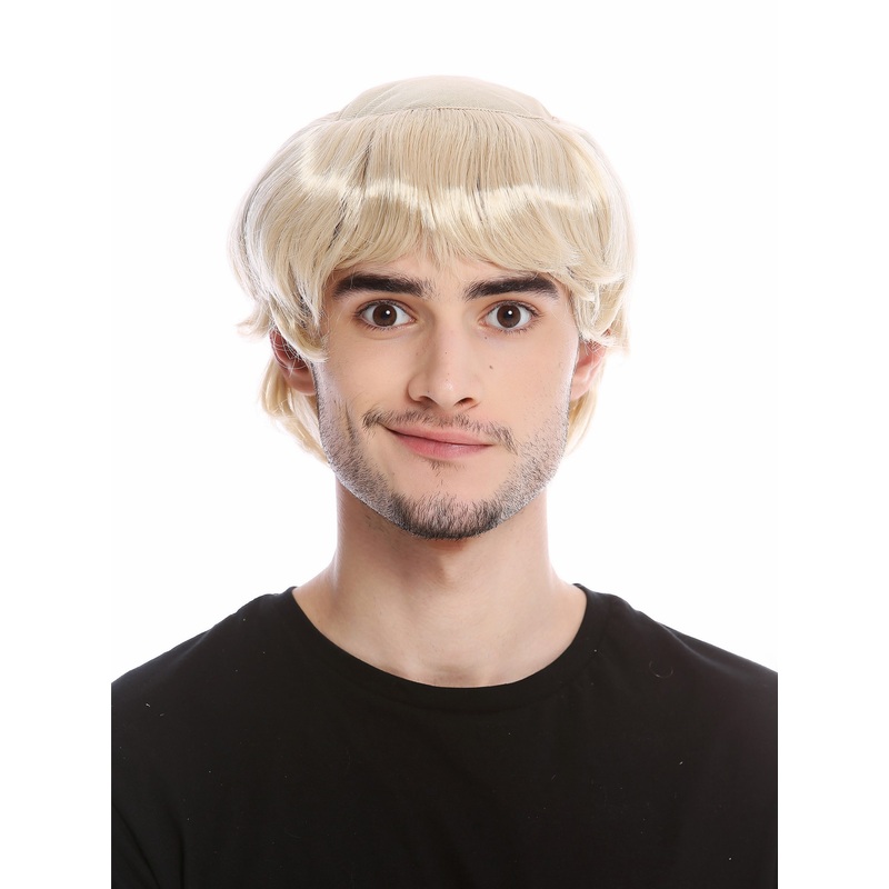 Wig Men Halloween old Monk Medieval Priest Tonsure half-bald light blond 90776