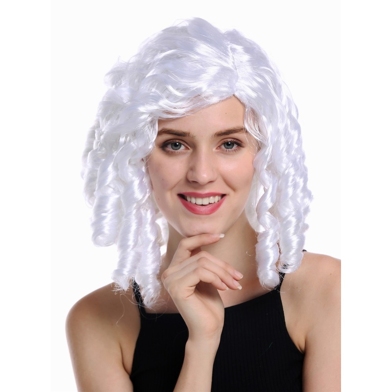 Women’s party wig baroque Gothic Lolita cosplay corkscrew curls white 91308