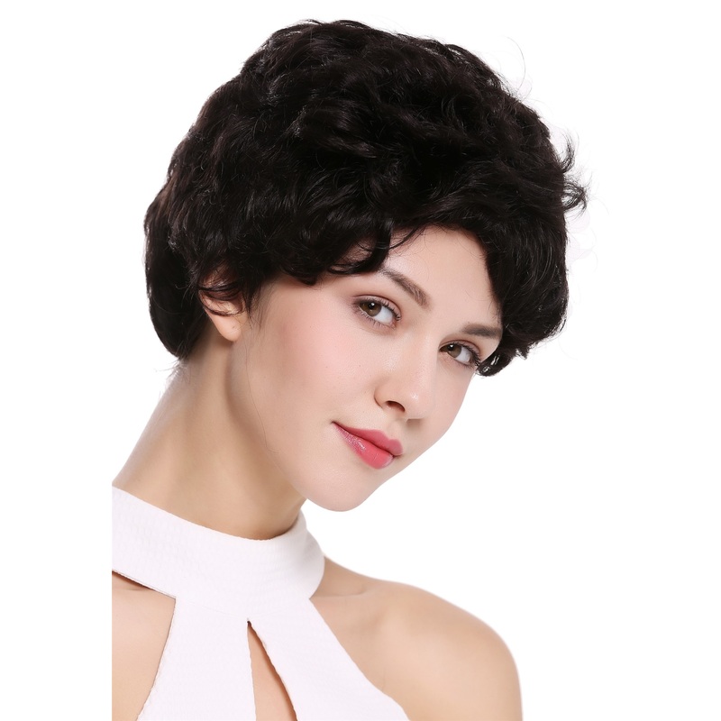 Lady wig real human hair women short wavy stylish black NG-HH