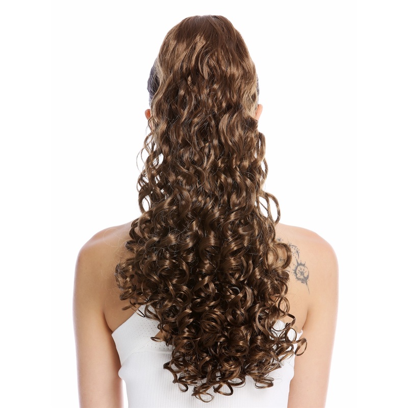 Ponytail Hairpiece very long voluminous curled curls golden brown 20