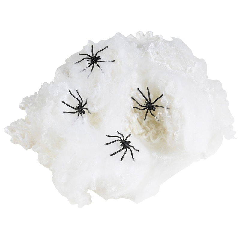 Scary spiders with cobwebs Halloween decoration 60g