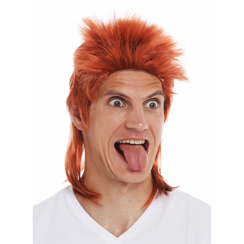 Wig Halloween chav men man proletarian mullet spiky hair 80’s copper red 31910