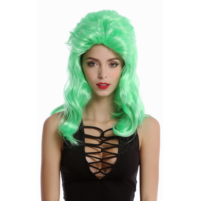 Wig Lady Women Halloween 80’s Soap Opera Diva teased long green quiff DDH-F802