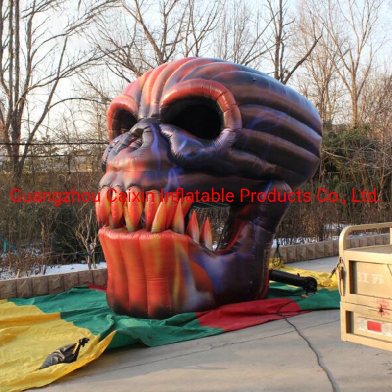 3 Meters High LED Giant Inflatable Halloween Skull with LED Lights for Yard Decoration