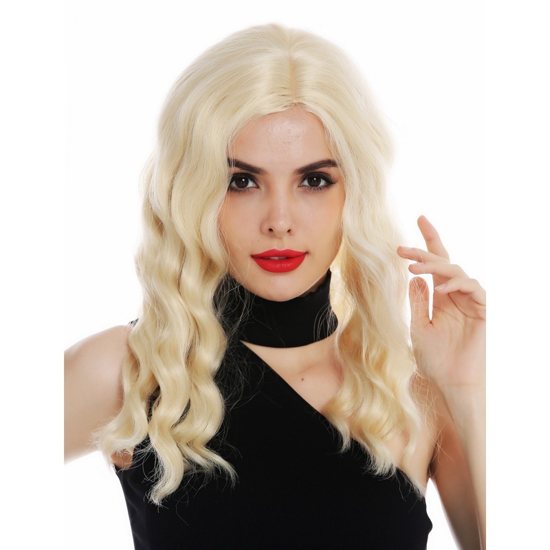 Lady wig long parting wavy classy 1930’s Hollywood diva bright blonde VK-58