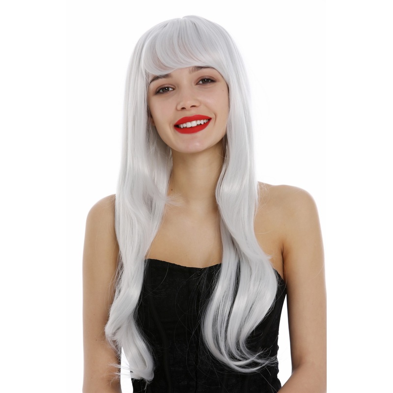 Lady Wig very long layered straight sleek white-ish gray grey Fairy Elf 3111
