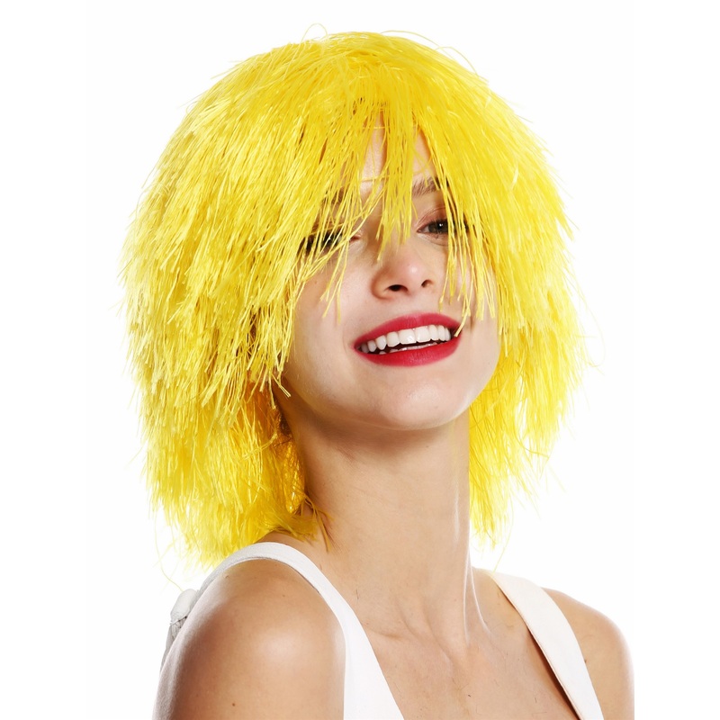 Party Carnival wig women men shaggy strawy voluminous goblin clown yellow MMSLW