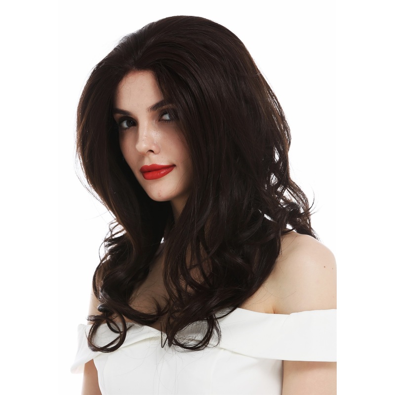 Women’s wig lace front long wavy voluminous dark brown mix TYM-061-LF