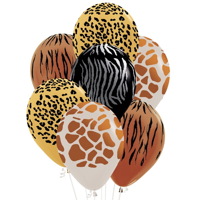 25 animal pattern mix balloons 28cm