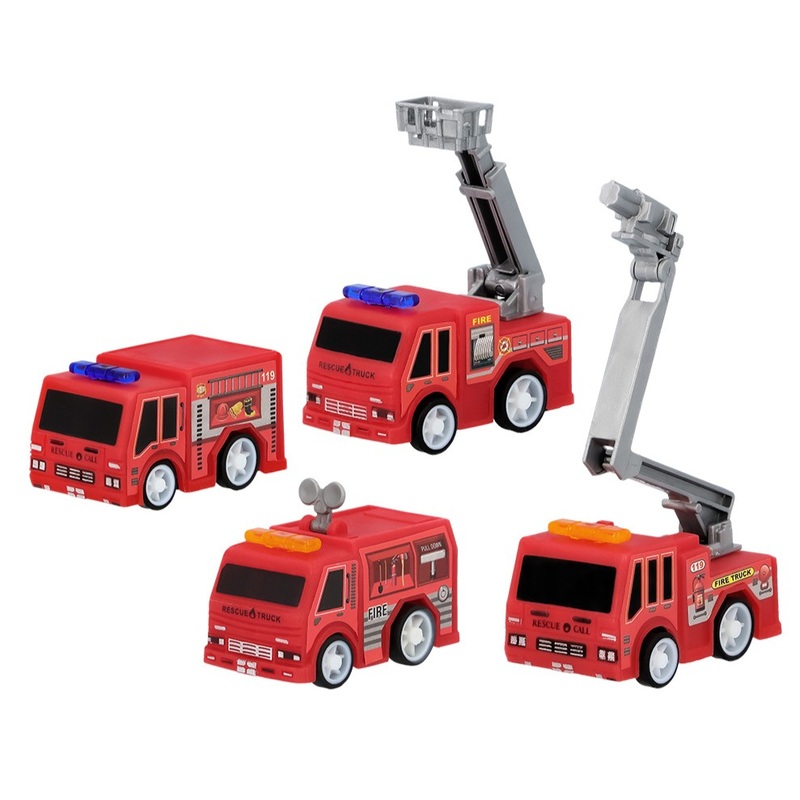 4 fire engines with pull-back function