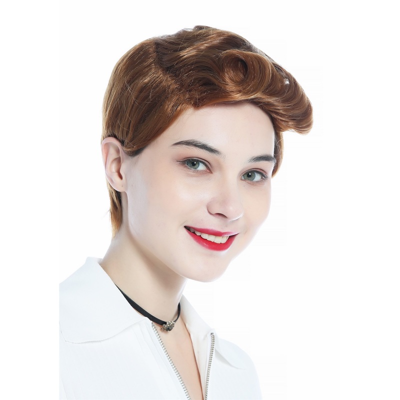 DW3333-27 Wig Men Women unisex short straight curled quiff strawberry blond