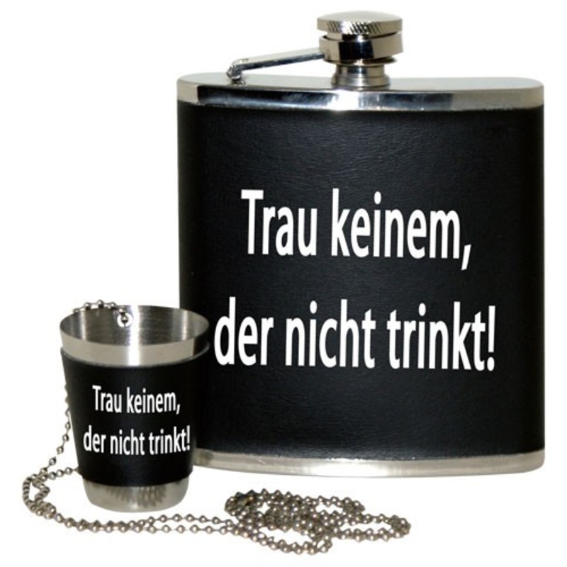 Hip flask and glass don’t trust anyone