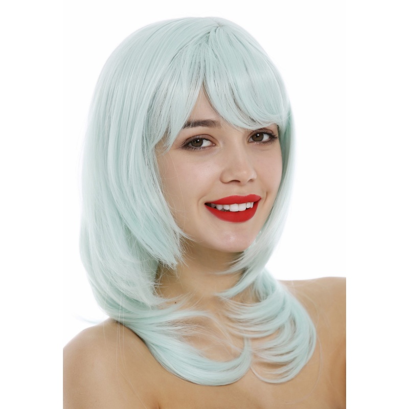Lady Wig shoulder-length medium long layered straight hair light green 3003