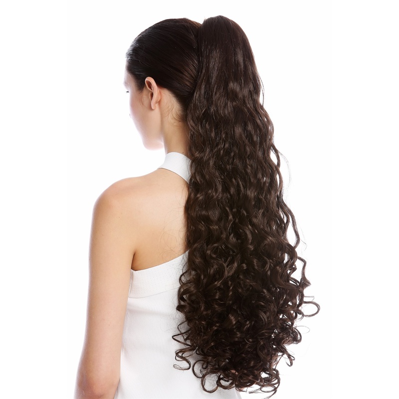 Ponytail Hairpiece very long curled curls curly chocolate bown 23
