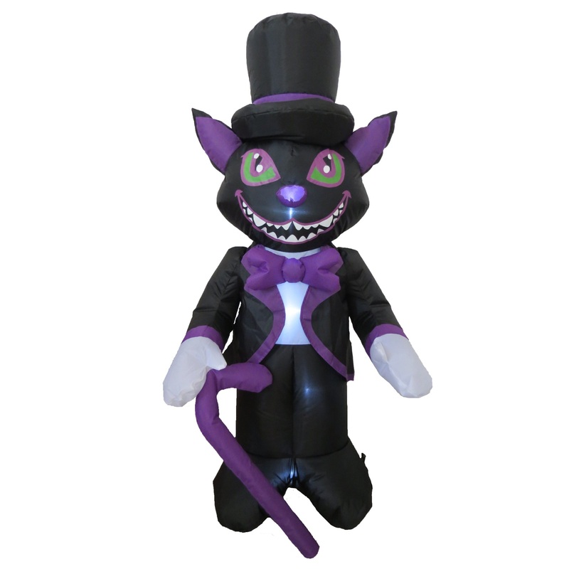 4FT Halloween Inflatable Black Cat with Gentle Hat LED Home Yard Holiday Decorations