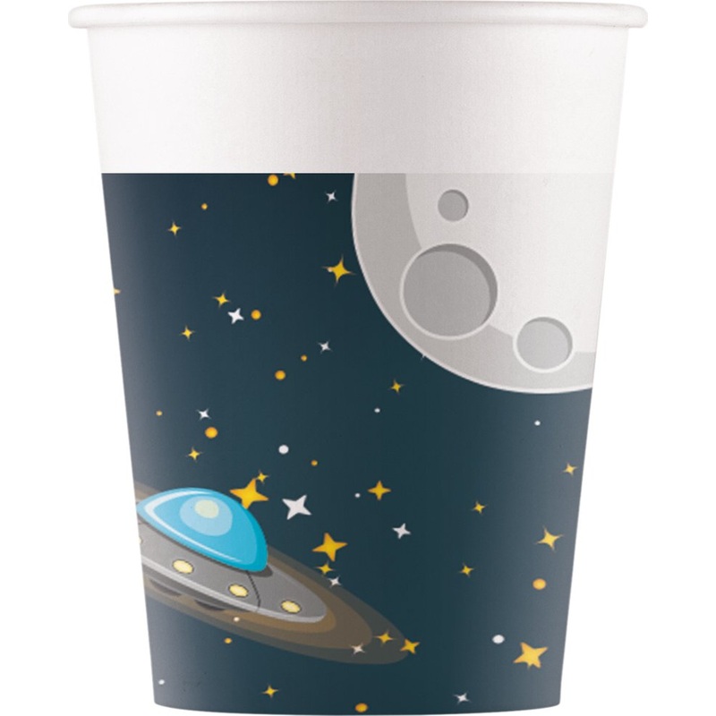 8 space paper cups moon travel 200ml