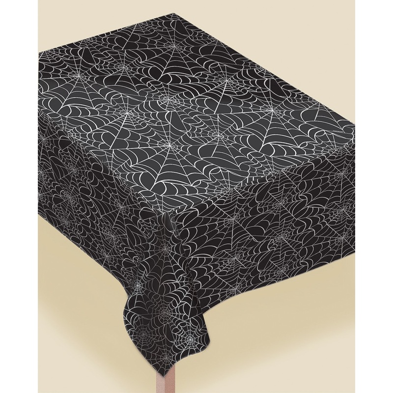 Elegant Halloween tablecloth with delicate spider web 132x229cm
