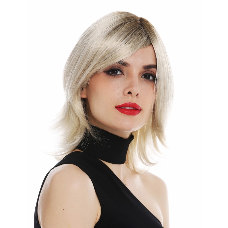 Lady wig monofilament parting short layered wavy tips ombre brown blond FIONA-MT