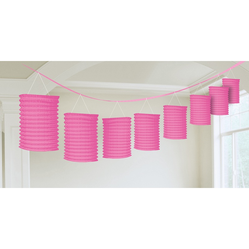 Pink paper lantern garland 3.65m