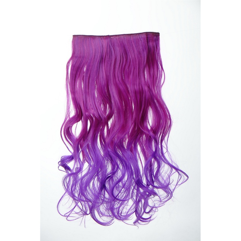 5 Clip-In Extension Hairpiece curled curls Ombre Purple Pink Neon Violet Mix YZF-3180P-T2356TT3533