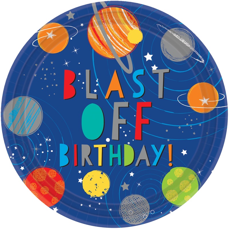 8 space party plates 23cm