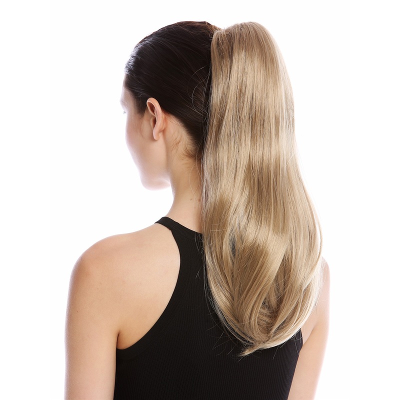 Ponytail Hairpiece Claw Clamp long smooth slightly waved honey blonde TZB-26A