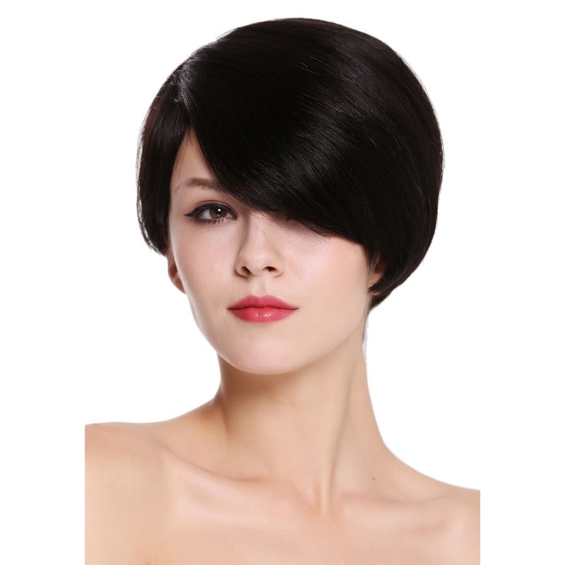 Women’s wig human hair short parting sleek voluminous black RGH-5334-HH-1B