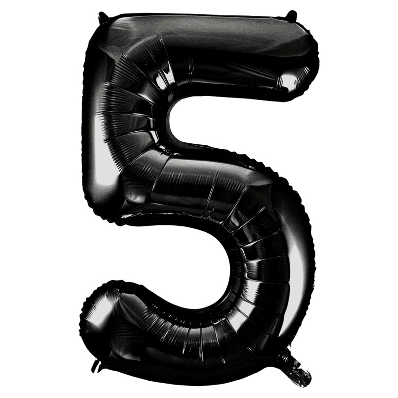 34 Black Numbered Foil Balloon #5