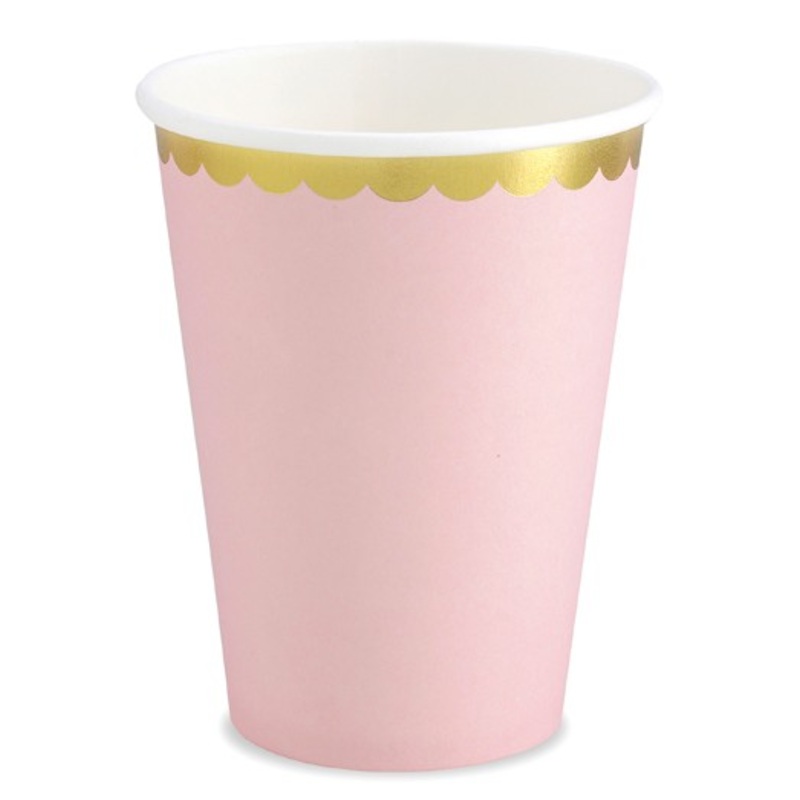 6 Candy Party paper cups light pink 220ml
