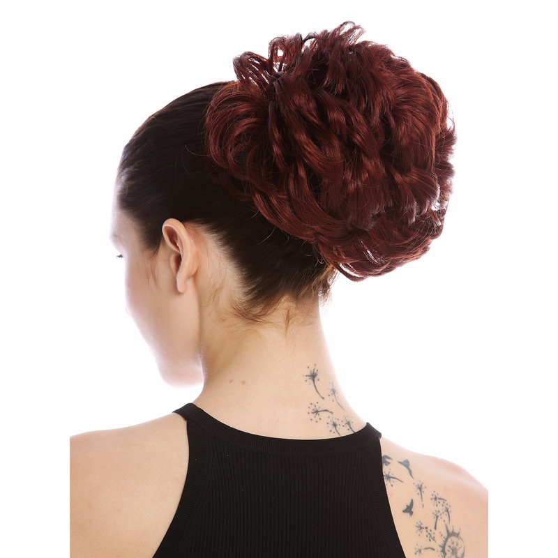 Hairpiece Hairbun Bun Hair Rose bushy voluminous red rustbrown Q840-131
