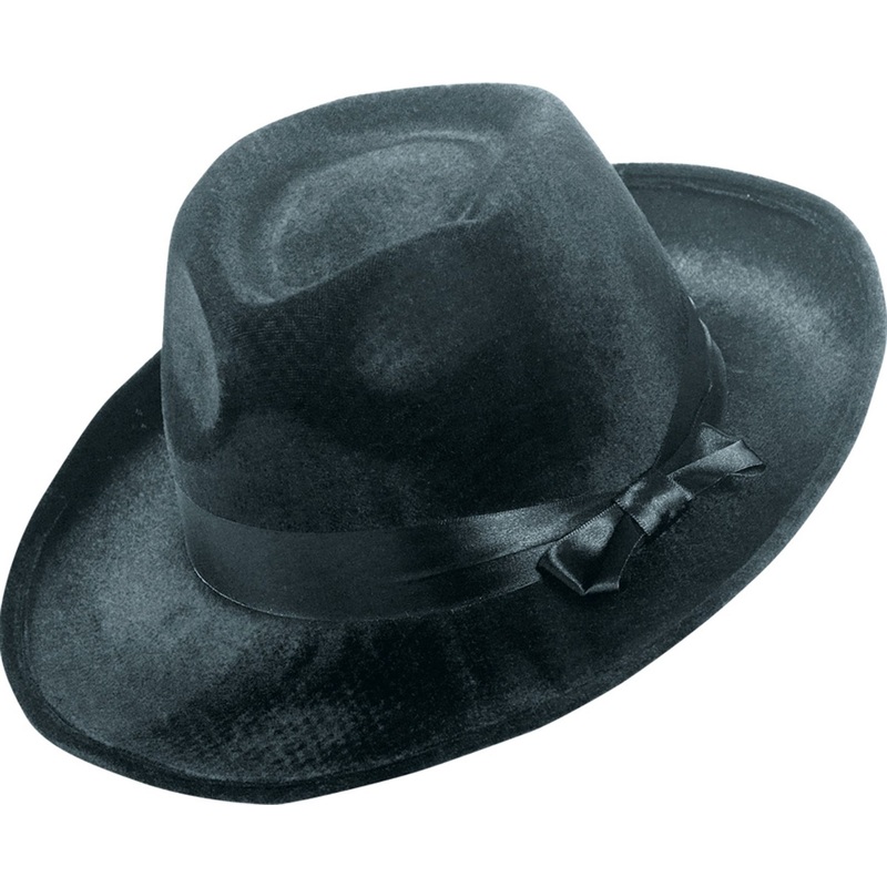 Mafia hat with black satin ribbon