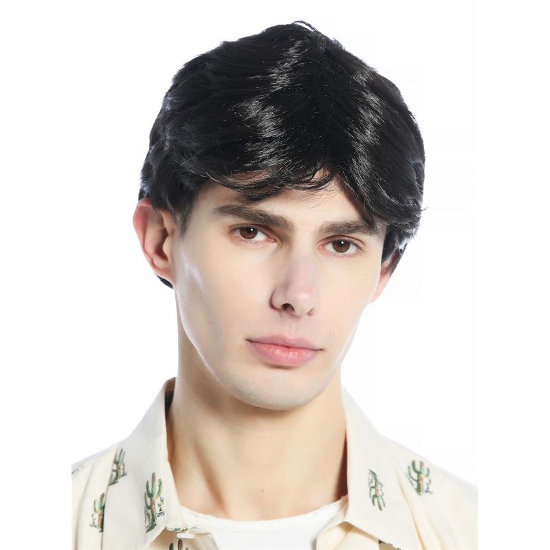 Wig Men Women Halloween Carnival short parting smooth black210329