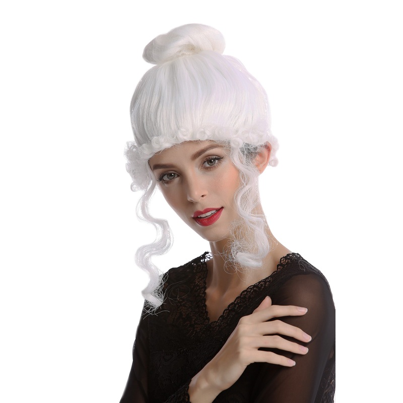 Wig white historic Victorian Georgian Baroque Queen Noble beehive ringlets 68539