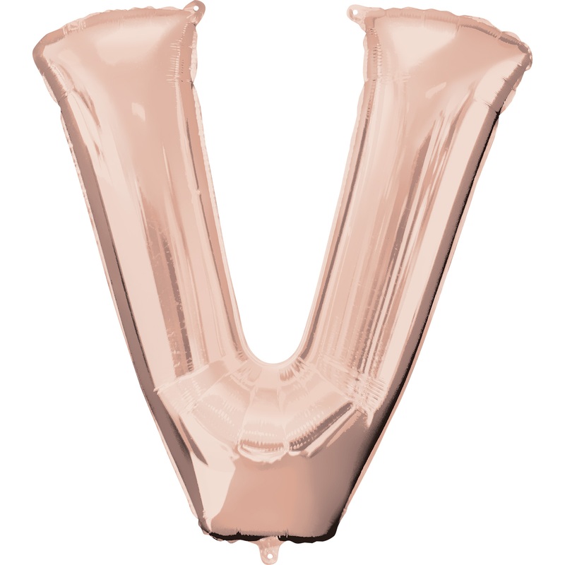 16” Letter ‘V’ Rose Gold Air Fill Balloon
