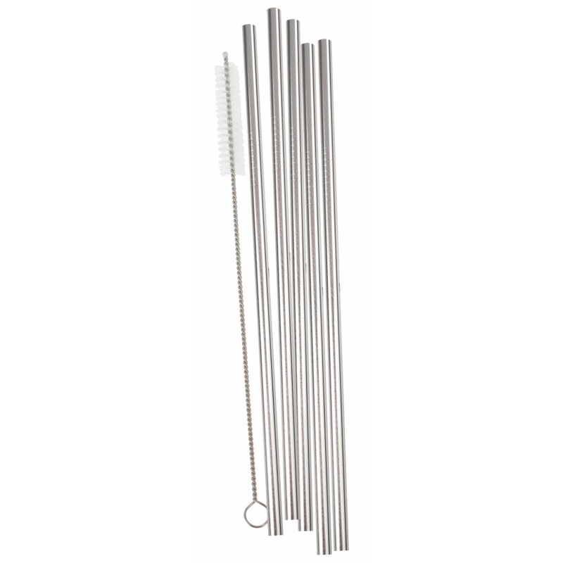 5 stainless steel straws with brush