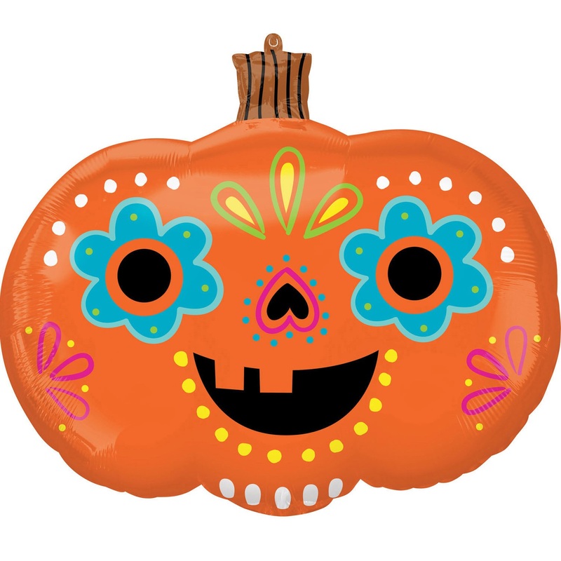 Day of the Dead Pumpkin Foil Balloon 60cm