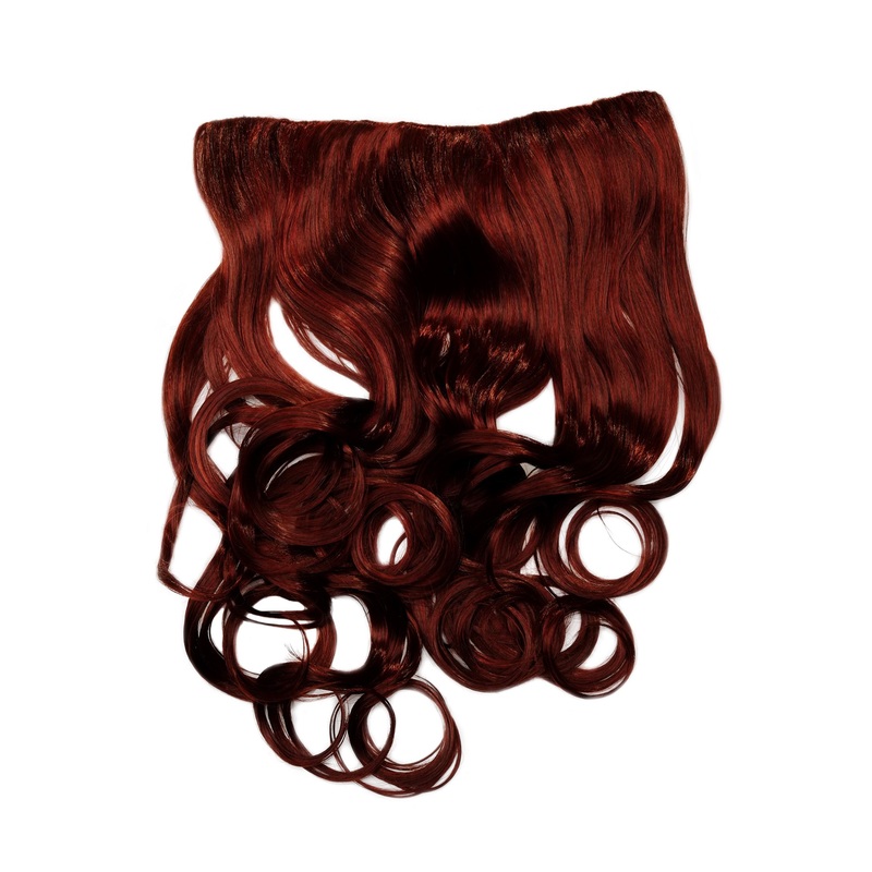 Hairpiece Halfwig 5 clip Clip-In Extension long curled curls dark red auburn WH5008-180C-35
