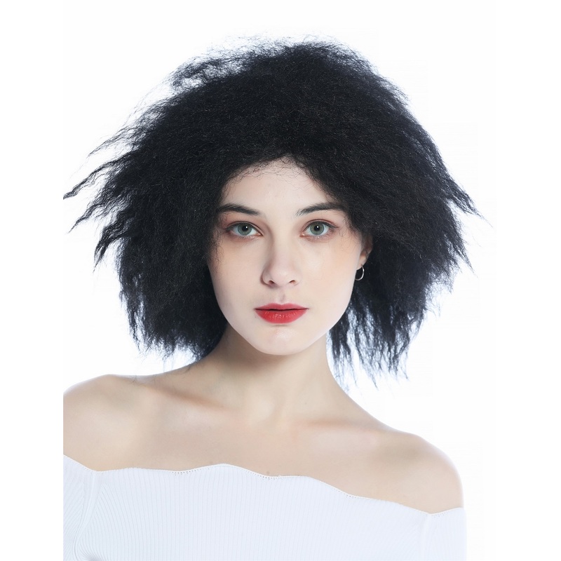 Wig unisex men women wild voluminous kinked curls curly kinks black ZM-1020