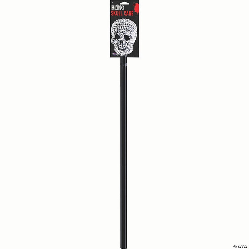 36 Rhinestone Bling Plastic Skull Cane Costume Accessory