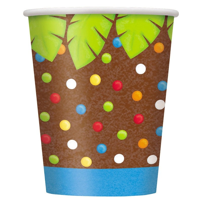 8 Colorful Jungle Party Paper Cups 266ml