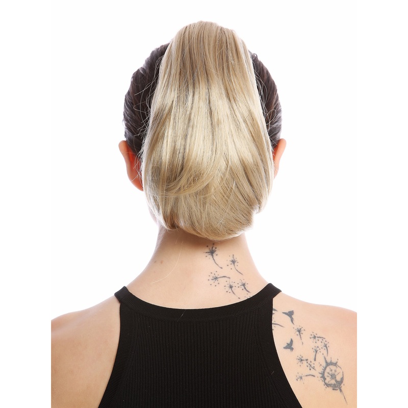 Ponytail Hairpiece short straight smooth but voluminous light ash blond 10