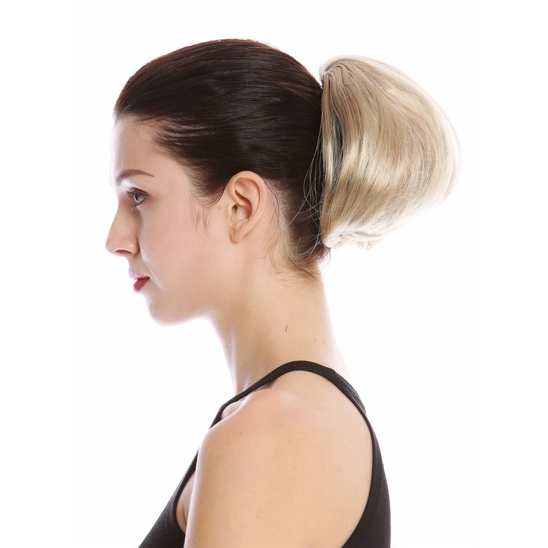 Ponytail Hairpiece short straight voluminous like hair bun light ash blond 909AB