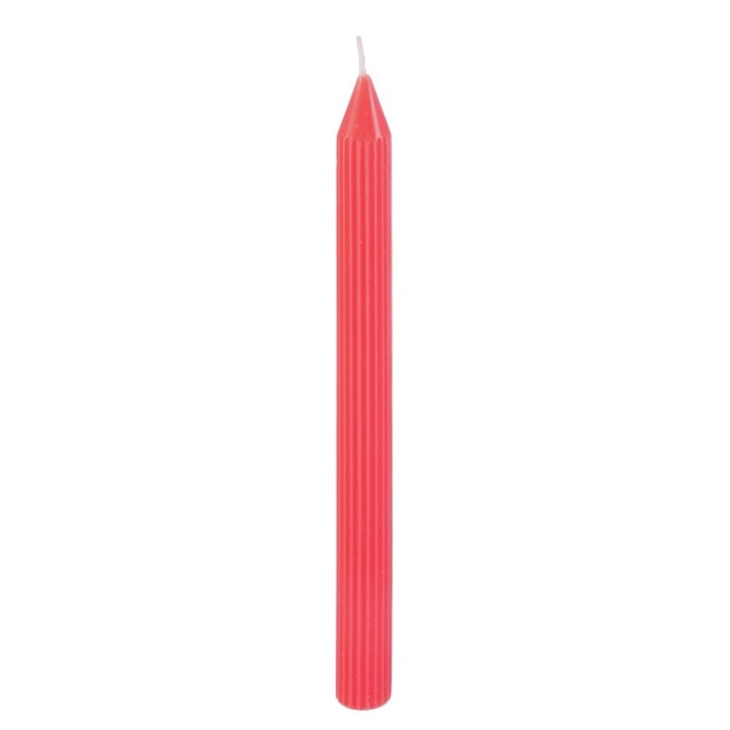 2 Taper Candles Fluted Coral 2 x 25cm