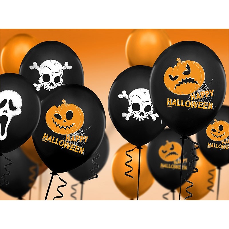 50 Happy Halloween pumpkin latex balloons 30cm