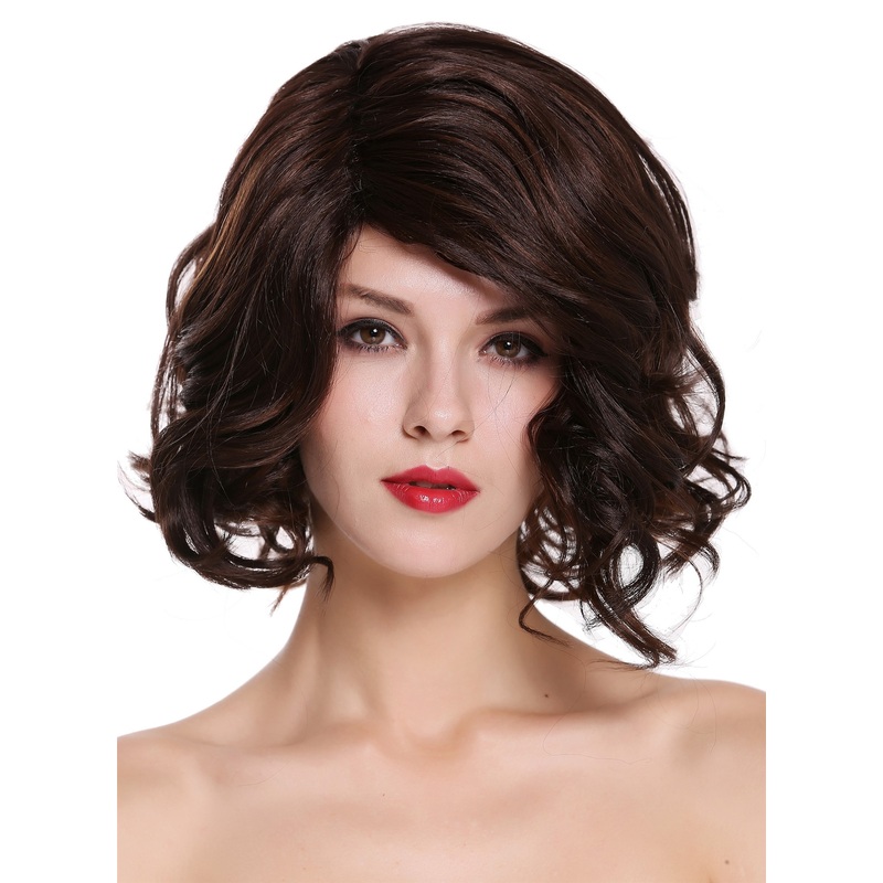 Lady wig short shoulder length parting voluminous wavy chestnut brown RGF-6877