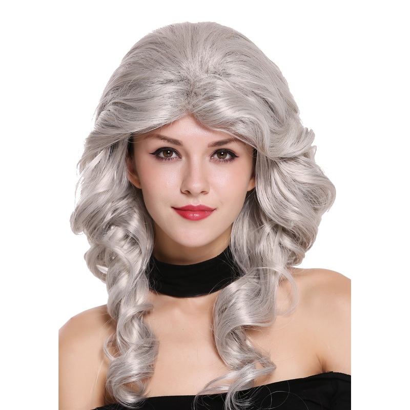Lady Women Wig 80s Soap Diva Voluminous long teased Grey WL-3010