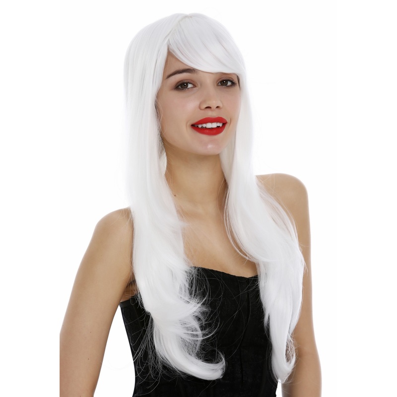 Lady women wig very long layered straight sleek white Fairy Elf 3111-